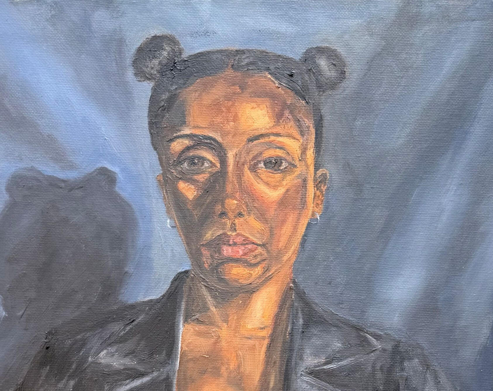 Portrait of Kharis Portrait of Kharis wearing a black leather jacket